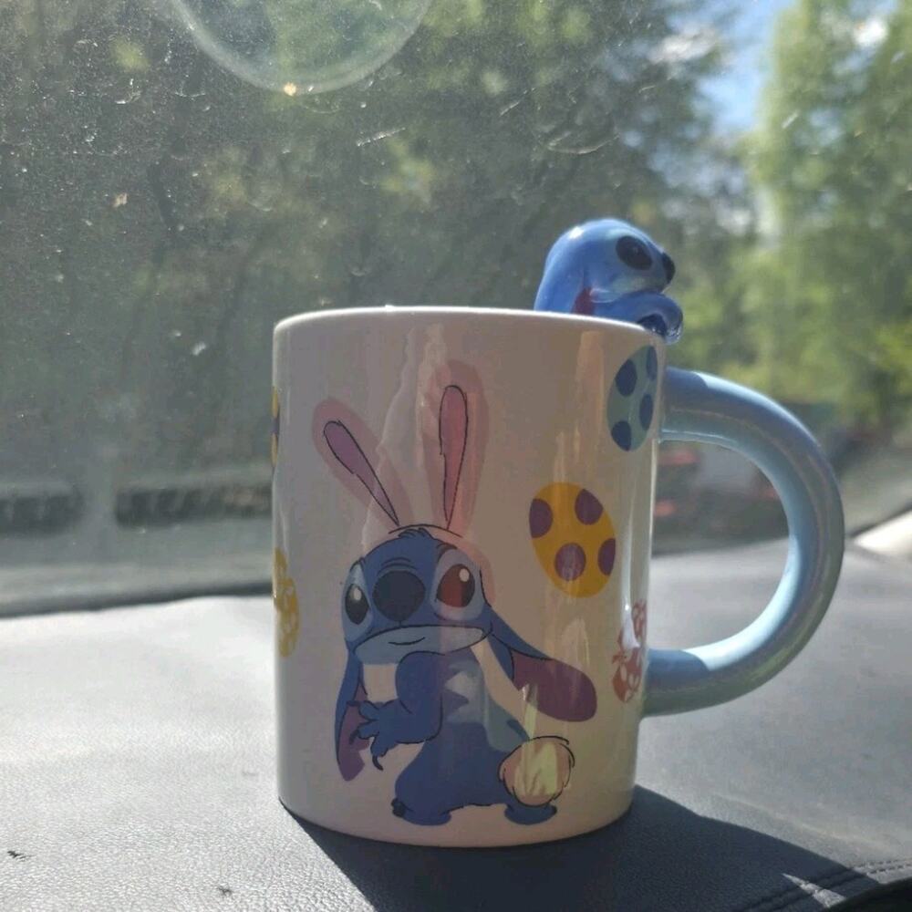 Disney Stitch Easter Mug Peeking Figural Stitch Bunny Eggs New Lilo & Stitch